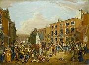 unknow artist, Oil on canvas painting depicting the ancient custom of rushbearing on Long Millgate in Manchester in 1821